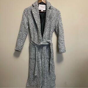 Revamped Vintage Y2K Heathered Gray Wool Blend Belted Trench Coat Women’s XS